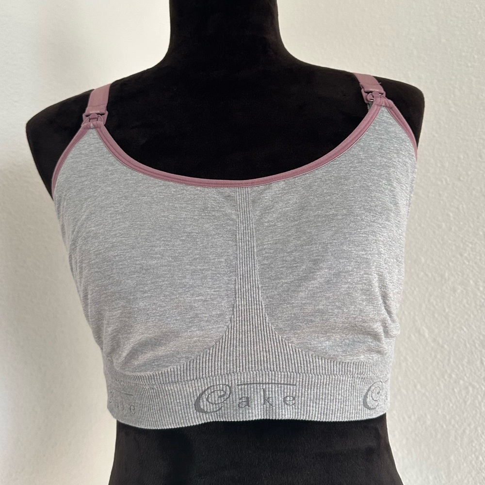 Cake Gray Nursing Bra with Mauve Trim